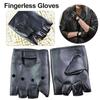 Punk Fingerless Gloves Half Finger Punk PU Leather Gloves Unisex Black PU Leather Fingerless Gloves Punk Hip-Hop Gloves Black
