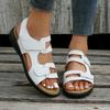 Sandals 2024 Summer New Wedge Sandals Magic Button Platform Shoes Large Size Casual Solid Color Beach Shoes