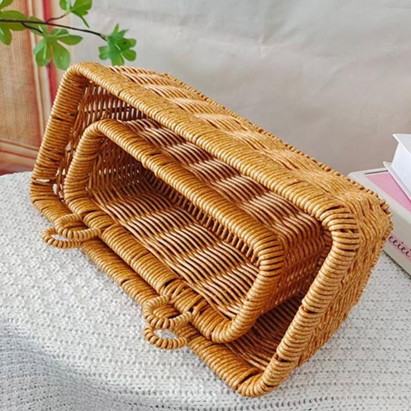 Cesto Portariposti da Parete di Grande Capacità in Plastica Effetto Rattan Organizer per Organizzazione Bagno e Cucina