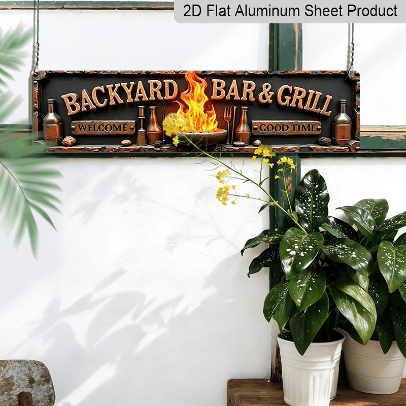 2D Flat, 1pc Vintage "Welcome Come Hither" Aluminium Decorative Sign - Rustic BBQ & Bar Decor Plaque with "Welcome To Come Good Times" Phrase for