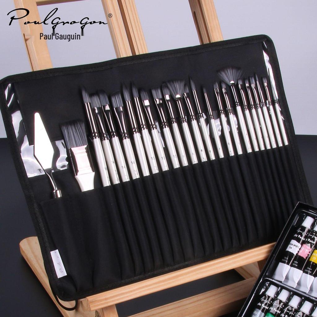 Paul Gauguin 24-Piece Paint Brush Set for Fine Art - Nylon Brushes for Watercolor, Acrylic & Oil Painting