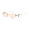 Jennie Style Frameless Oval Sunglasses with Rhinestones & Anti-Blue Light Lenses