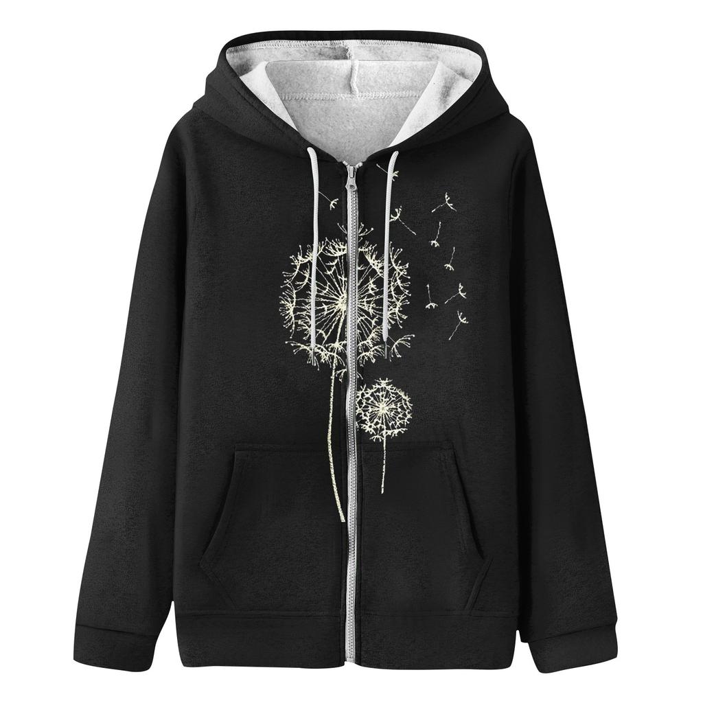 Women's Fashion Long-sleeved Zipper Hoodie Jacket