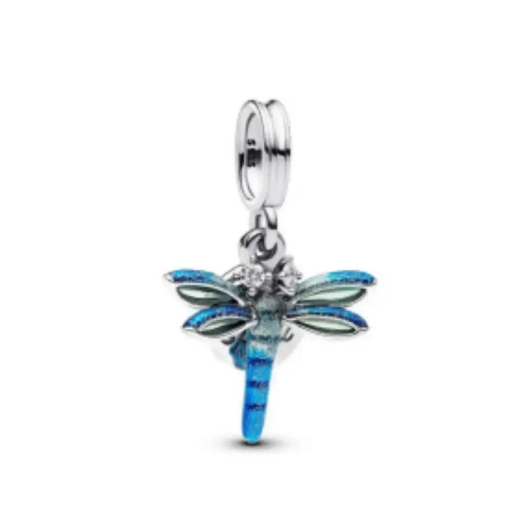 European Copper Bule Butterfly Charm Fit Original Bracelet Jewelry Psychological Brain Pendant Bead Bird Dangle