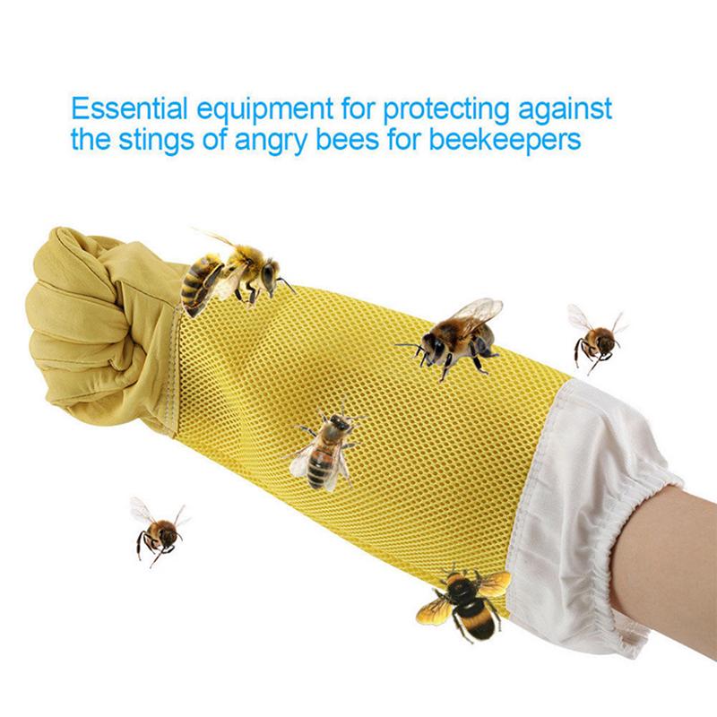 Gants d'apiculture en peau de chèvre, gants longs pour apiculteur ventilés