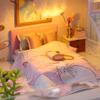 DIY Wooden Mini Doll House 3D Puzzle Small House Kit Assembly Model Building Model Toy Home Decoration With Furniture LED Lights