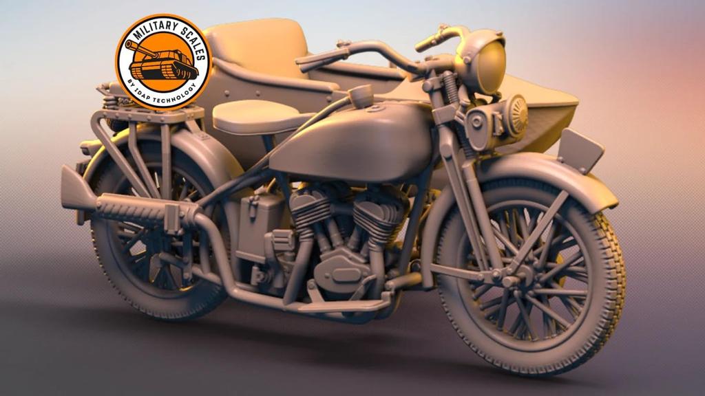 IDAP Technology Japanese Rikuo Type 97 Military Motorcycle with Sidecar 3D Printer Kit PD48212 1/48