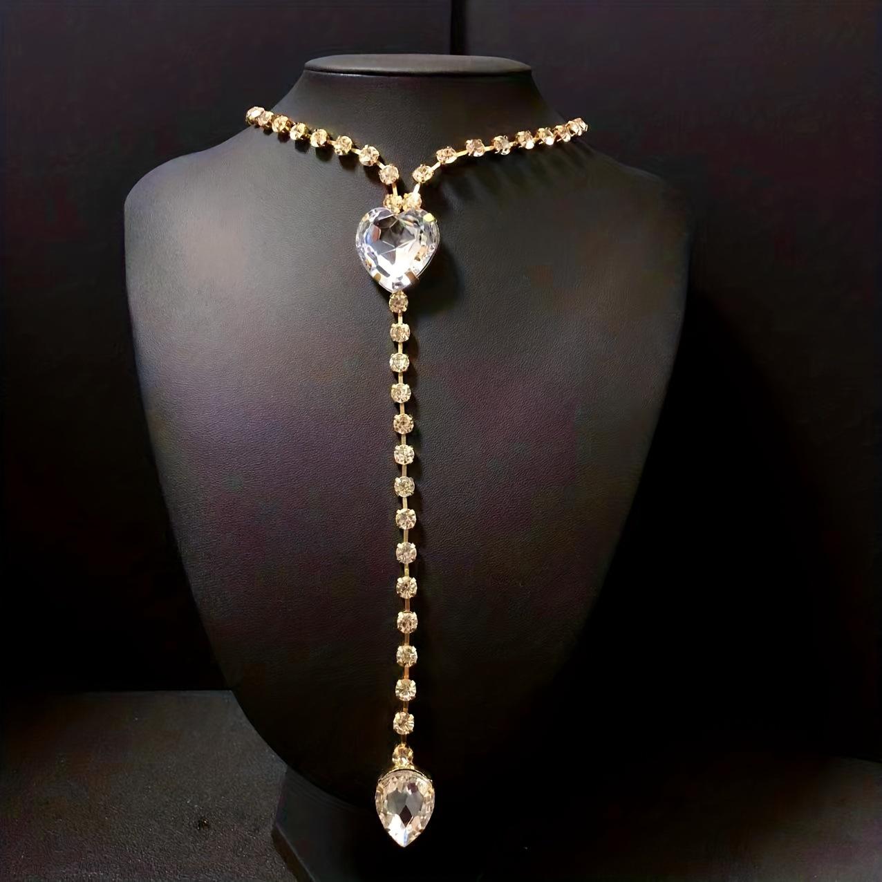 

Элегантное хрустальное колье-подвеска на ключицу в корейском стиле для женщин - Свадебный аксессуар золотой