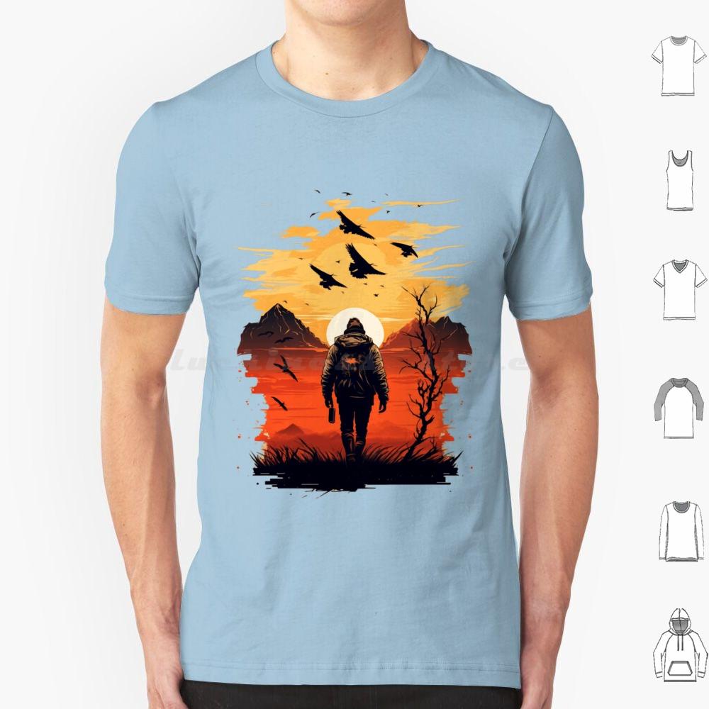 Walking Into The Sunset T Shirt 6xl Cotton Cool Tee Sunset Sun Nature Summer Beach Sunrise Retro Vintage Adventure Ocean Cool S