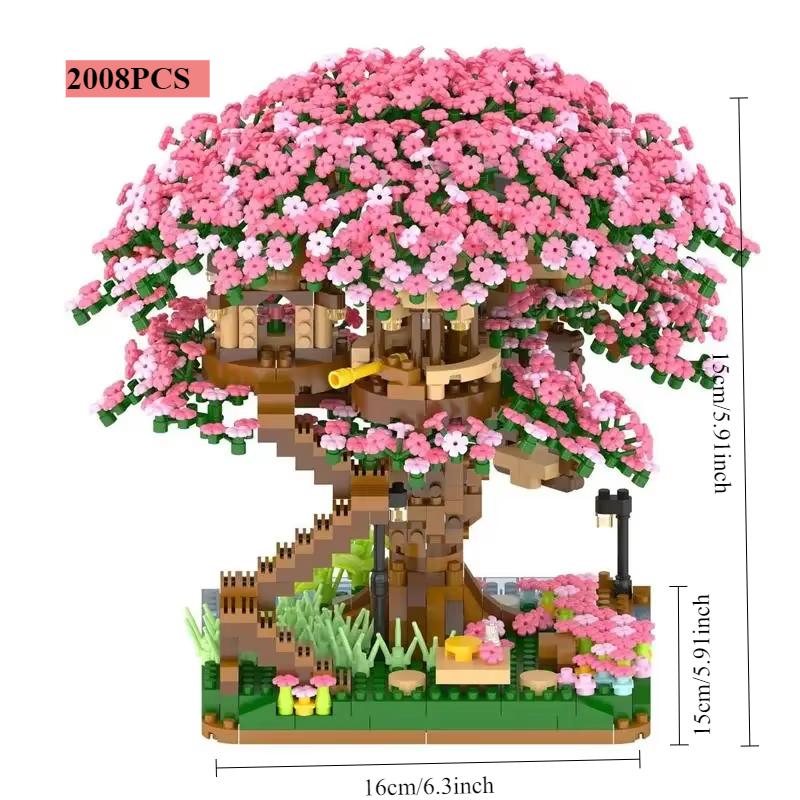 

Mini Blocks Beautiful Architecture Flower Tree House Cherrry Sakura Building Bricks Fun Toys Diy Cabin Girl Gift Birthday no box