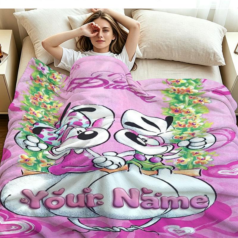 1PC Diddl Custom Name Patterned Flannel Blanket Suitable For All Seasons for Home Decor Warmth and Comfort Gifts Holiday Present