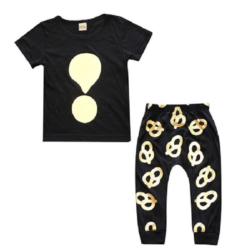 Spring & Summer INS Style Baby & Kids Short Sleeve Printed T-Shirt and Pants Set