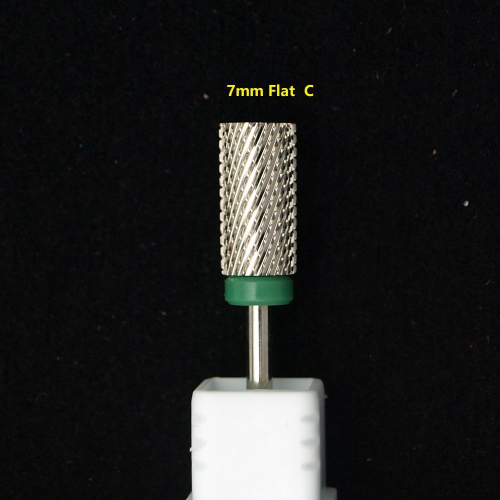 

New Silver! Quality 6.6mm Big Round Flat Top barrel Original Tungsten steel Carbide Manicure Nail drill bit File Accessories