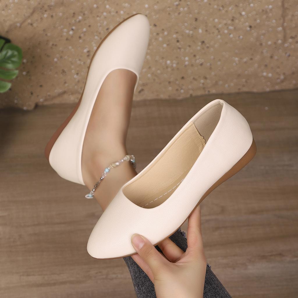 Scarpe Basse da Donna Semplici Casual Punta Appuntita Scarpe Piatte Estive Suola in Gomma Sneakers da Donna Morbida Pelle Traspirante Slip-On Mocassini