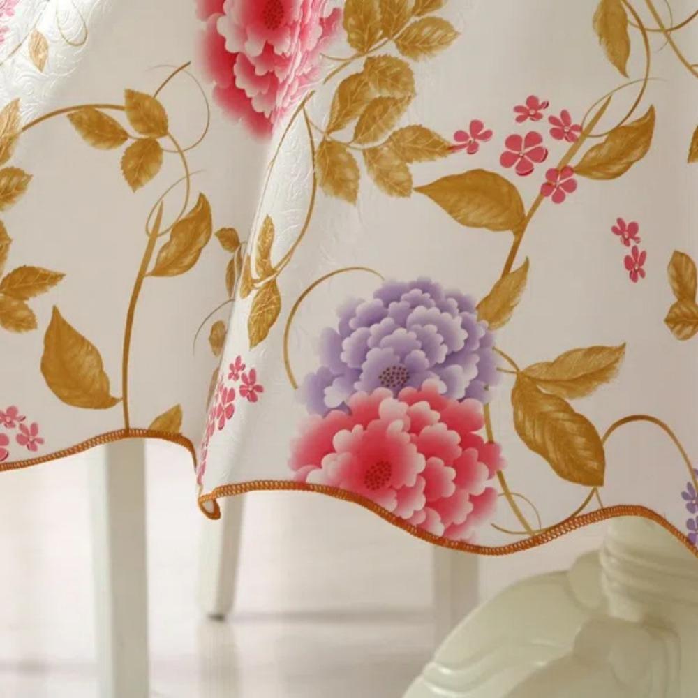 New 150cm Cushion Waterproof Round Flower Tablecloth Washable Oil Resistant Tea Cloth Hotel Restaurant