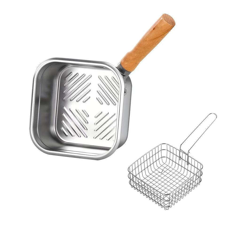 Stainless Steel French Fries Holder Nonstick Fryer Basket Multipurpose Deep Fryer Pot  Cookware