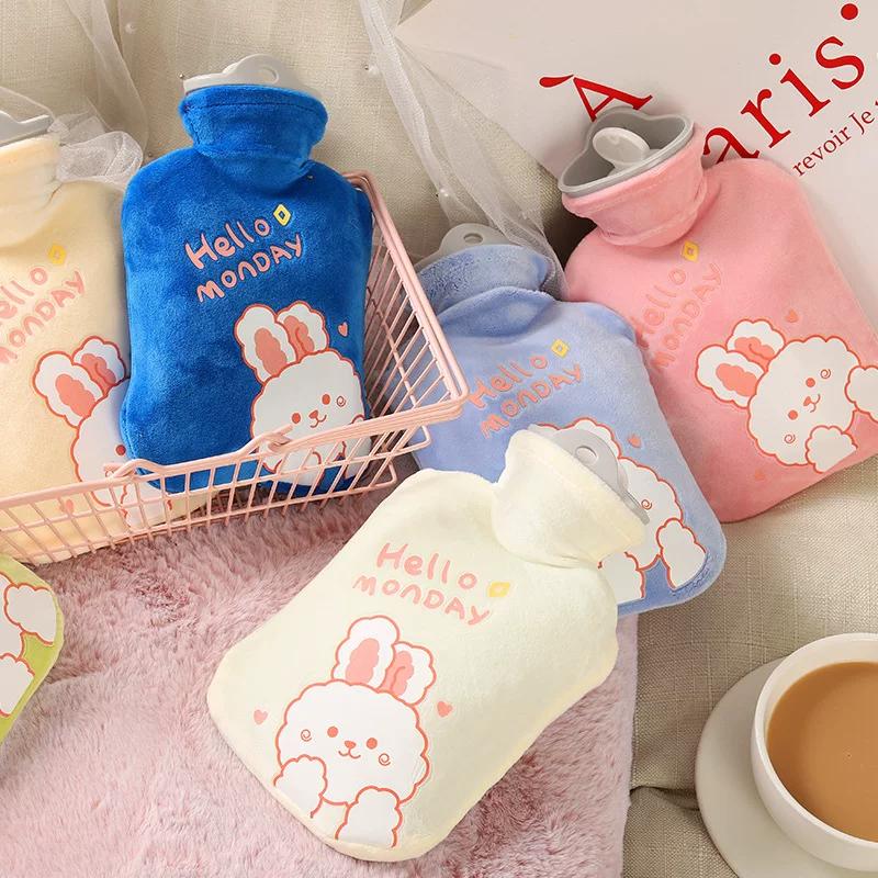 Plush Cute Hot Water Bottle for Female Students, Thickened and Explosion-Proof, for Winter Use, Portable for Warming Hands and Waist