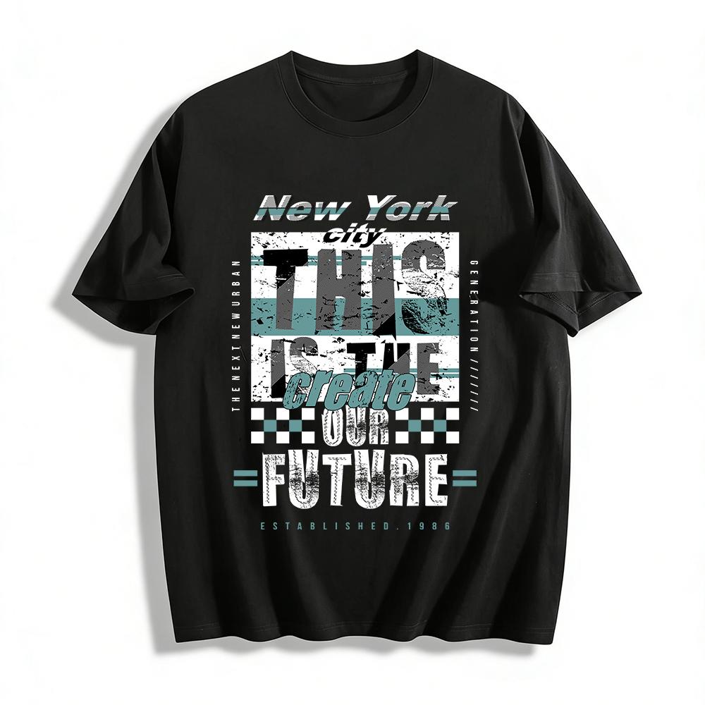 

New York Themed Vintage Distressed T-Shirt Create Our Future Casual Tee Pure cotton T-shirt XXS