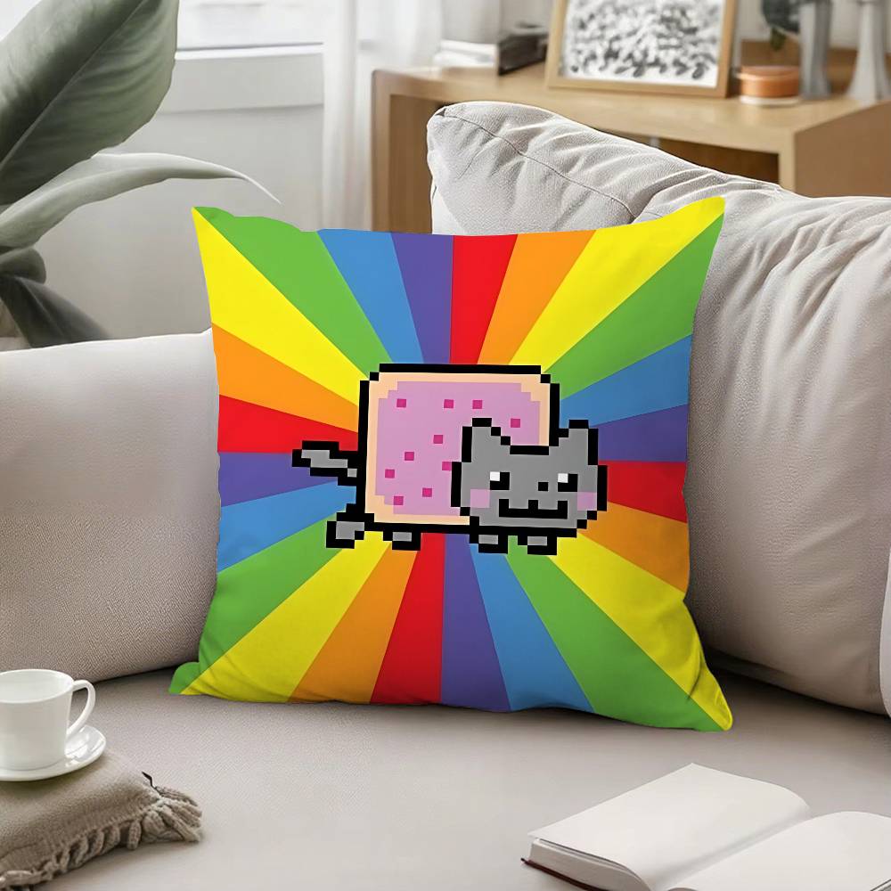 

Мила H-Nyan-CatS арт наволочка чохол для подушки м яка мила наволочка для диванної подушки з поліестеру на блискавці 40cmx40cm