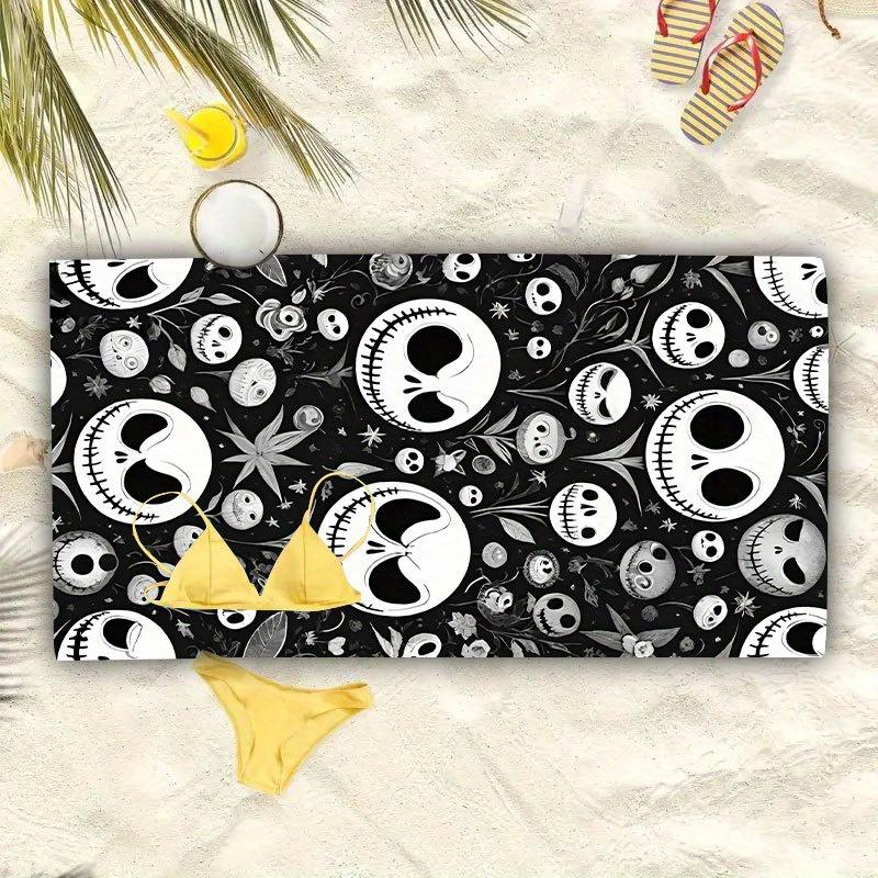1 Beach Towel, Jack Skull Pattern, Beach Towel, Suitable for Yoga, Travel, Swimming, Beach, Fitness, Camping, Bath Towel
