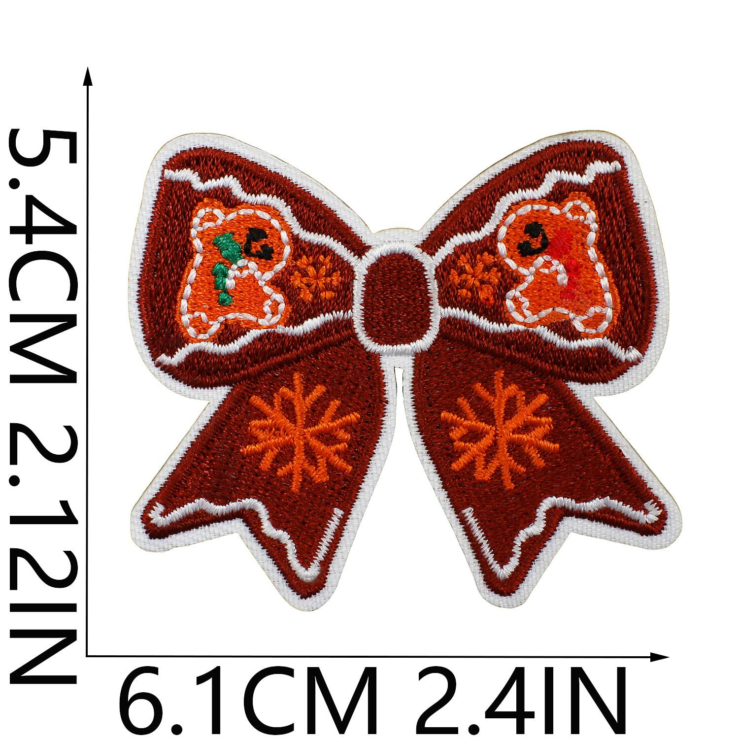 

Biscuits Snowflake Bow Embroidery Cloth Sticker Christmas Bell Bow Computer Embroidery Clothes Holiday Decoration Chapter no. 3_3 pieces