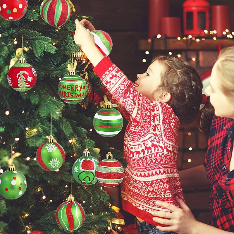 12Pcs 6cm Christmas Tree Ball Ornament Plastic Hanging Glitter Elf Ball for Christmas Home Decoration 2026 New Year Holiday Gift