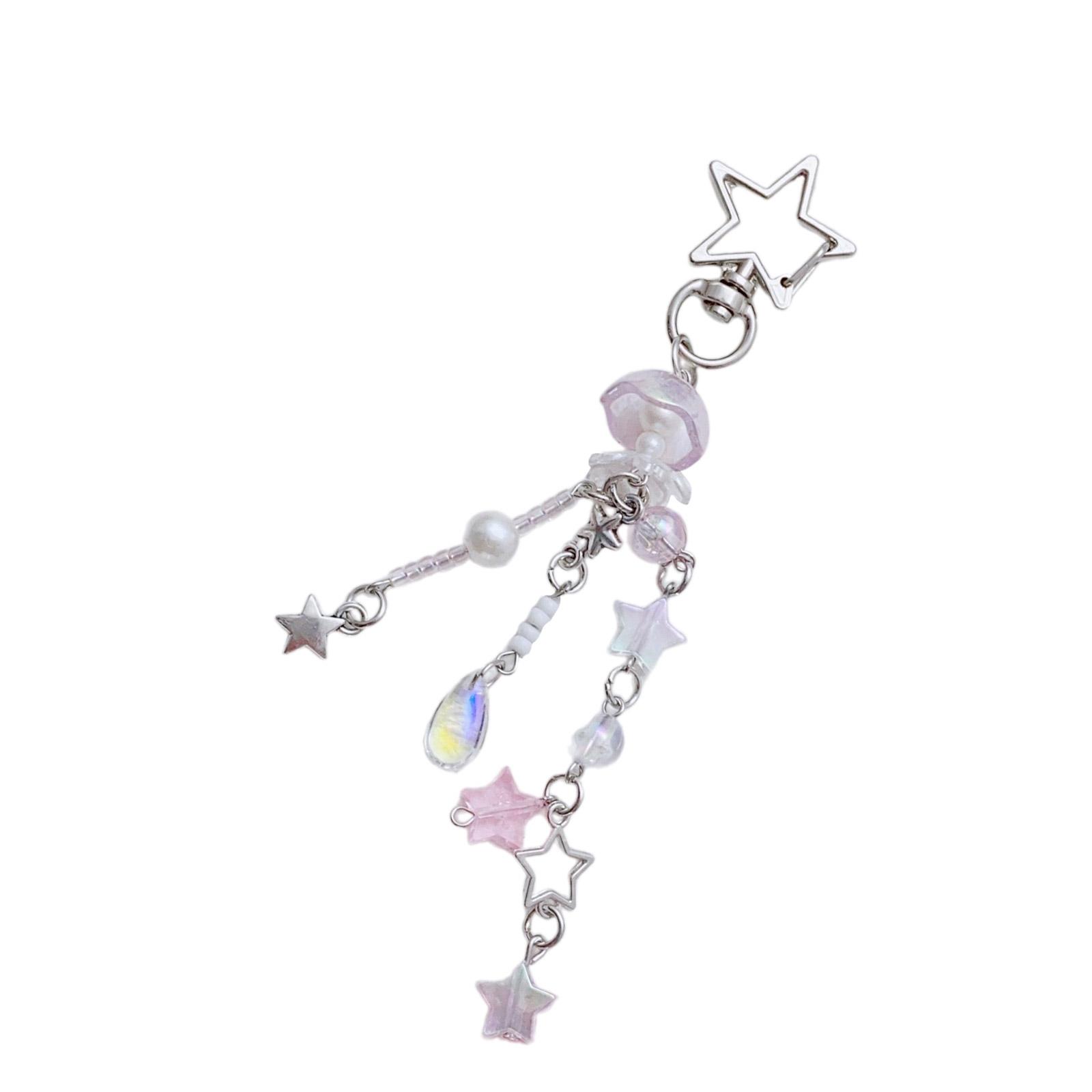 

Модный ремешок для телефона с подвесками в виде звезд и цветов, многофункциональный брелок-шнурок, модный аксессуар для девочек B