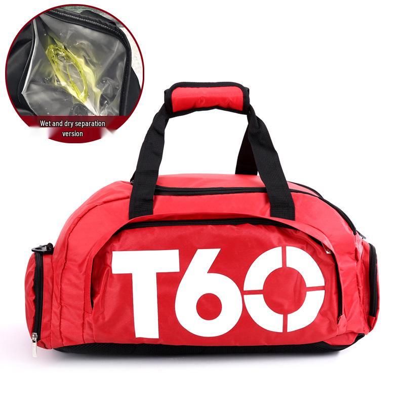 T60 Sports Travel Bag - Double Shoulder, Dry/Wet Separation, Gym & Yoga Bag for Men and Women.