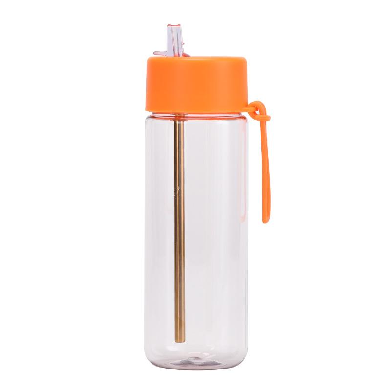 

Outdoor Tritan Straw Cup 740Ml Beauty Simple Large Mouth Casual Cup Portable Silicone Handle Water Cup 740ML помаранчевий