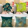 Chinese Style Ginkgo Leaf Cushion Cover Natural Linen Organic Fabric DoubleSided Printing Room Sofa Decor Pillow Case