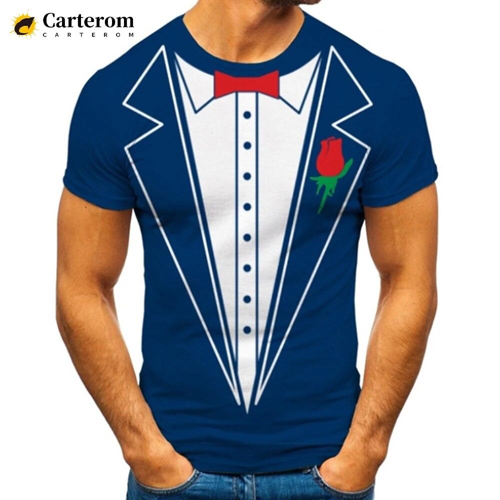 

Поддельный костюм, футболка с 3D принтом, смокинг, костюм с галстуком в стиле ретро, ​​модный тренд, забавная футболка, мужская персонализированная повседневная футболка L
