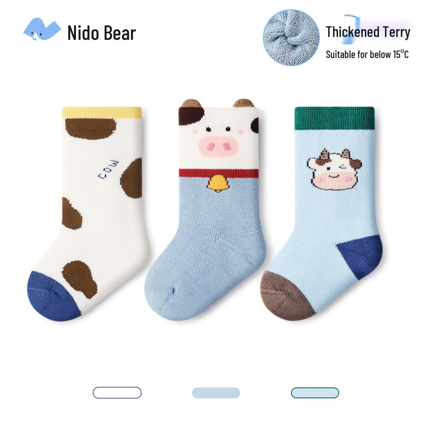 

Winter Mid-Calf Winter Socks 2025: Nidoran Cotton Fleece-Lined Baby Socks for Boys & Girls 5-7 years (16-18cm foot)