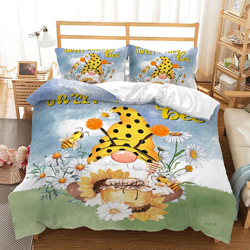 Honey Villain Illustration Digital Printing Quilt Set Three-Piece Set Two-Piece Set