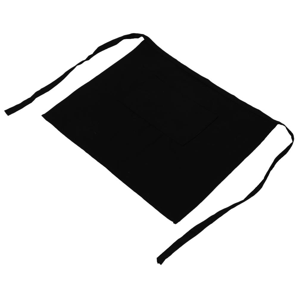 Black Half Waist Short Aprons With Pockets For Home Kitchen Pub Cafe Waiter Waitress