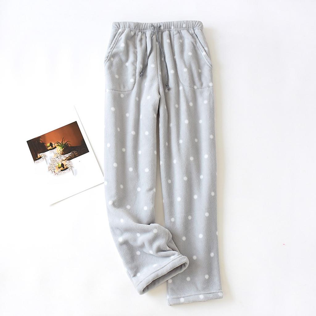 Women's Thermal Fleece Pockets Pajama  Warm Casual Trousers Home Pants