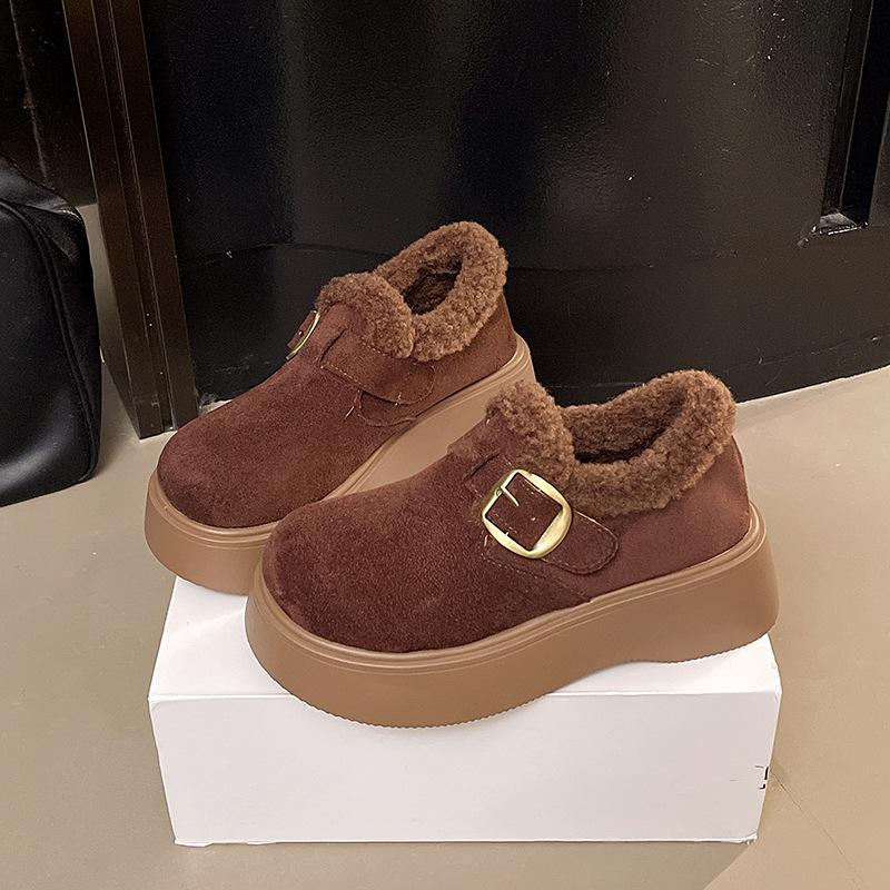 

Women s lightweight comfortable thick soled winter warm snow boots padded lining non-slip shock absorption wear casual sports fur cotton boots 40 темно-коричневого кольору