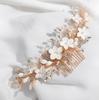 Diadema da Sposa Fiore in Argilla Ceramica Cristallo Perla Pettine per Capelli Spille Accessori Copricapo da Donna per Matrimonio Festa Idee Acconciature