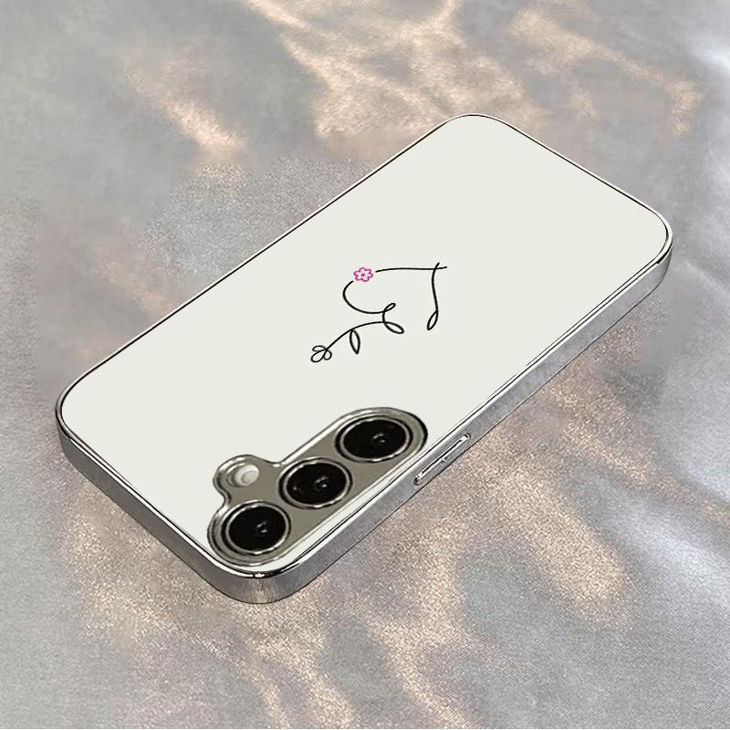 Silver plated glass phone case suitable for Samsung Galaxy S26 S25 S24 S23 S22 S20 FE/Ultra/Plus5G anti fall fashion