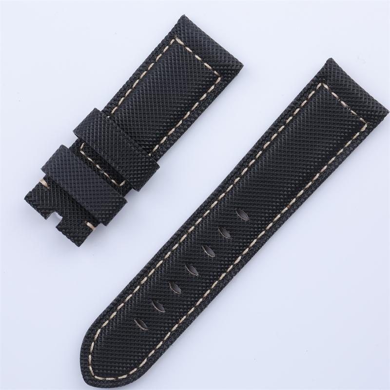 Soft Nylon Carbon Fiber Leather Wacthband For Panerai Strap PAM386/441 Blue Black Wristband Bracelet 24mm With Pin Buckle