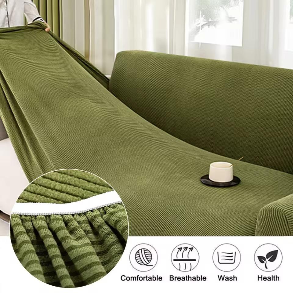 Premium Stretch Jacquard Sofa Cover Polar Fleece Fabric Non Slip Elastic Slipcover For 1-4 Seater Livingroom Furniture Protector