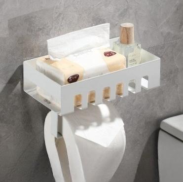 Toilet tissue holder, no punching roll paper box, toilet paper wall mounted storage rack, roll paper holder