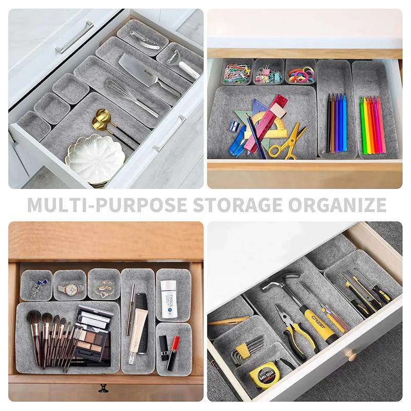 8Piece Seamless Felt Organizer Box Set Multipurpose Desktop Storage Bin For Stationery Crafts And Home Accessories