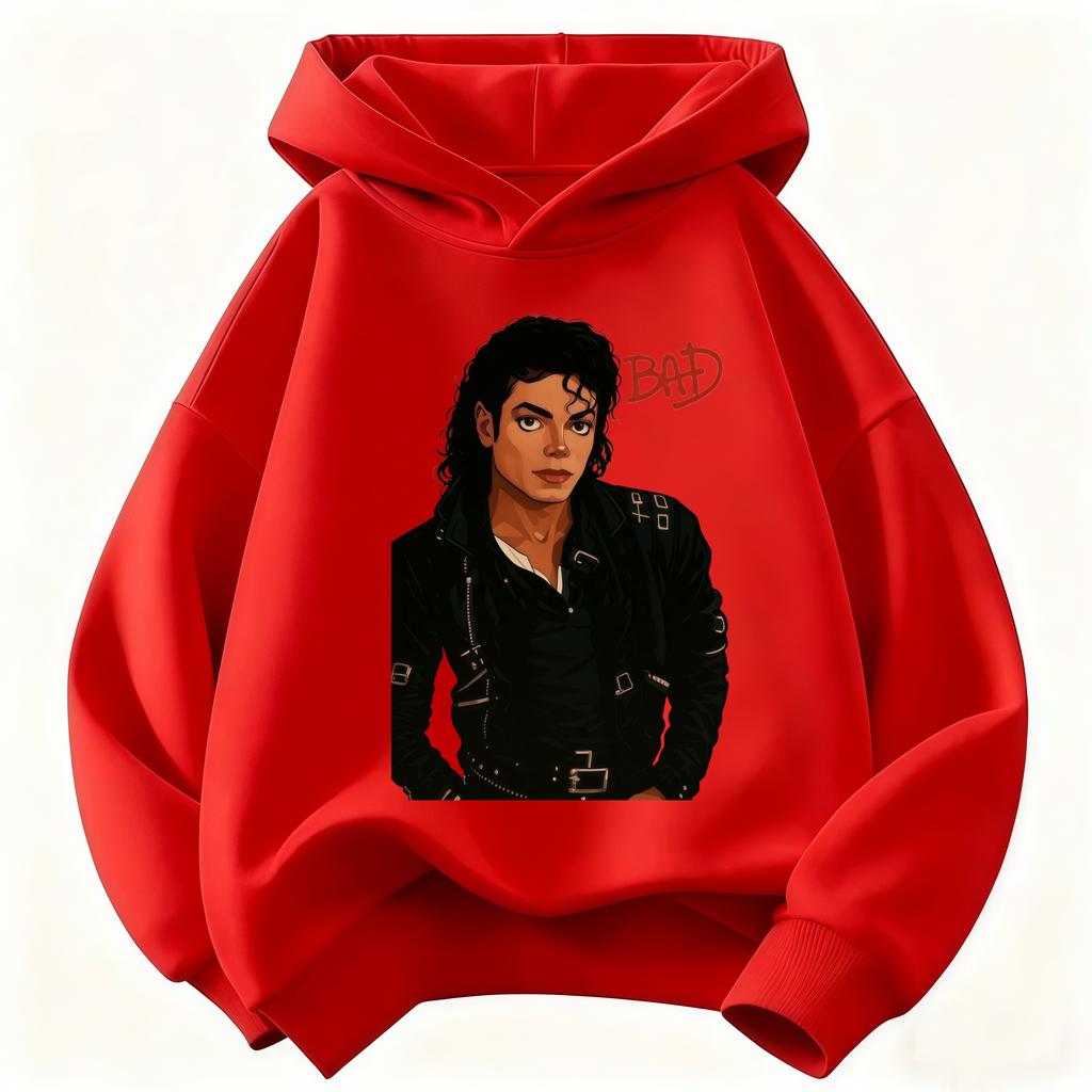 Children Hooded Sweatshirt Michael Jackson BAD Album Character Print Pullover Polyester Kids Boys Girls Casual Fashion Hoodie