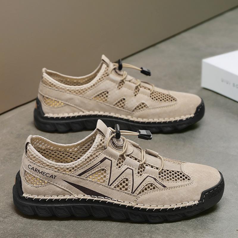

European station export summer leather sandals men s shoes breathable casual outdoor non-slip beach net shoes men 46 пісочний