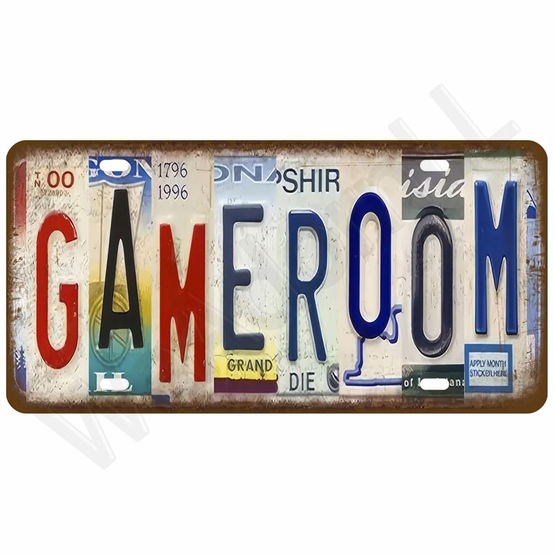 Vintage Metal Plate Tin Sign Plates Bar Retro Metal Sign Wall Art Mural Aesthetic Room Home Decor Items Poster Garage Decoration