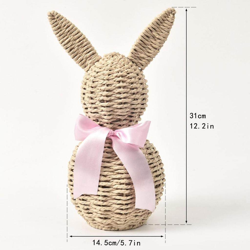 Woven Easter Bunny Ornament, Centerpiece, Gift Cute, Easter Decoration, Rabbit Decor, Desktop Decor for Holiday, Living Room