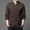 Primavera e Outono Novo Cardigan de Malha Masculino, Moda Jovem Casual Trespassado Slim-fit Grande Decote Em V Casaco Suéter
