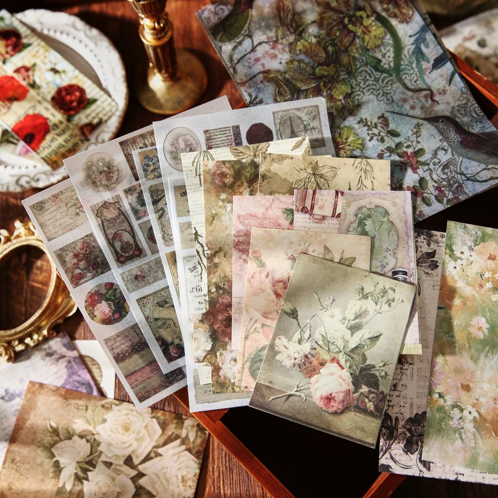 JIAMEI 140pcs Time Whisper Series Retro Scrapbook Decorative Stickers Material Pack DIY Handmade Collage Aesthetic Supplies