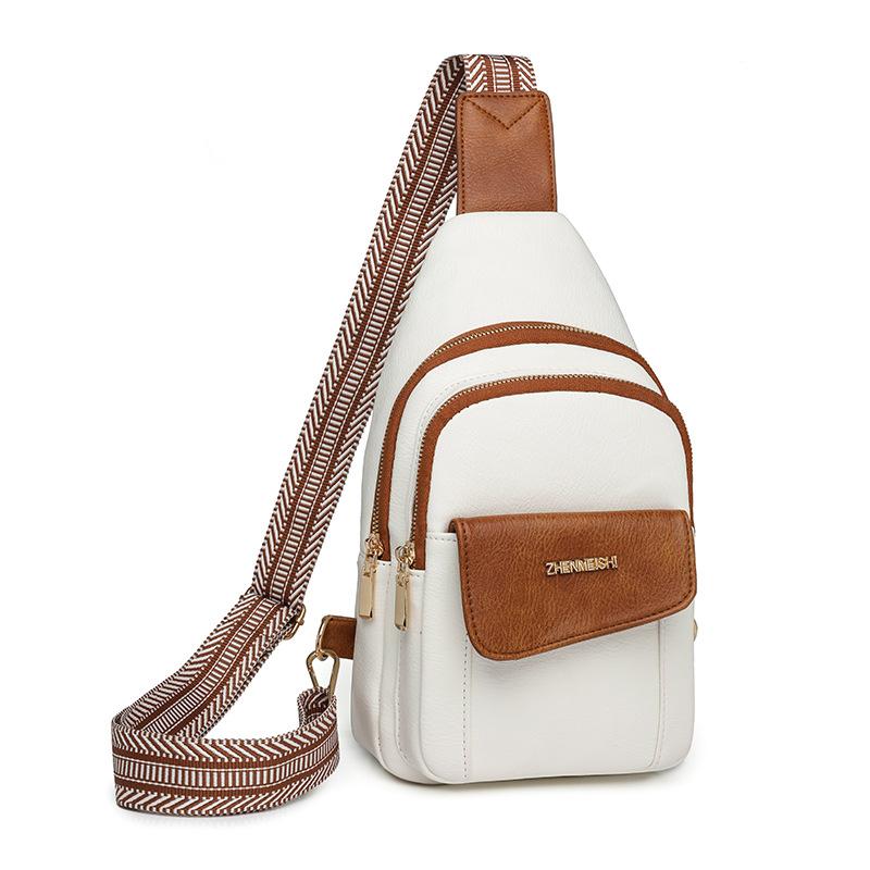 

Мягкая кожаная нагрудная сумка в стиле пэчворк, уличная сумка через плечо, женская нагрудная сумка бежевый