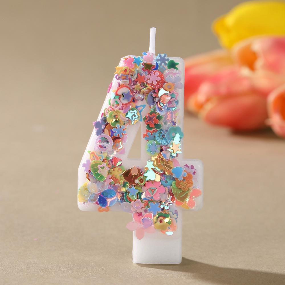 Colorful Sequin Flower Birthday Number Candles – Handmade DIY Cake Decorations